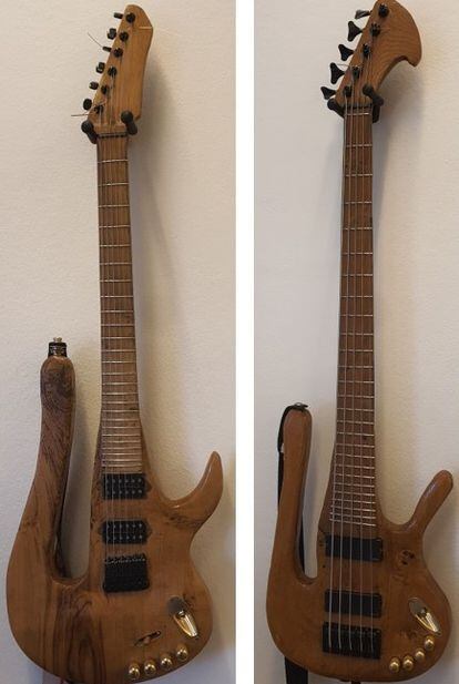 A guitar and bass designed and made by Nobel winner Morten Meldal.