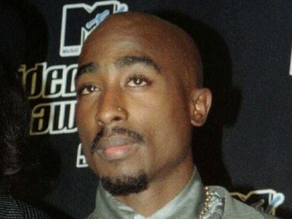 Rapper Tupac Shakur at the MTV Music Video Awards in New York in this Sept. 4, 1996 file photo.