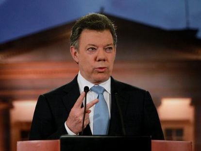 Colombian President Juan Manuel Santos addresses the nation on Monday night.