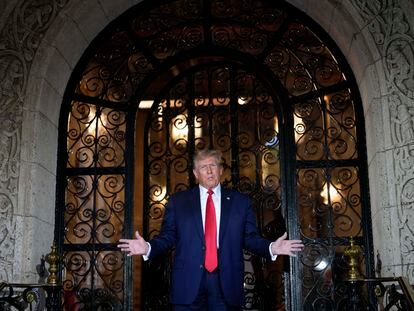 Donald Trump at his Mar-a-Lago mansion, on February 16.