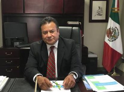 Mexican consul Ricardo Pineda at his desk.