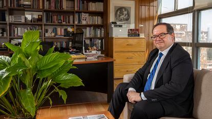 Leonardo Lomelí, elected as the new rector of the UNAM, pictured in his university office on October 23, 2023.
