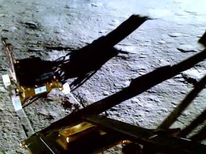 The 'Chandrayaan-3' rover on the Moon.