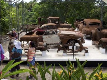 Some of Pablo Escobar's vehicles on display at Hacienda Nápoles.