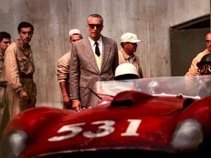 Adam Driver as Enzo Ferrari in Michael Mann's film.