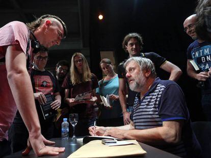 Slavoj Zizek at Madrid's Círculo de Bellas Artes on Wednesday.