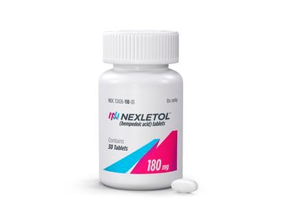 This undated photo provided by Esperion Therapeutics Inc. shows the cholesterol-lowering drug Nexletol.