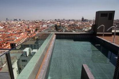 The roof-top pool above the building's luxury apartments.