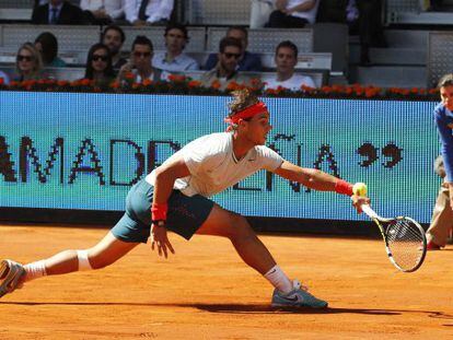 Rafa Nadal in his quarterfinal Madrid Open match against David Ferrer.