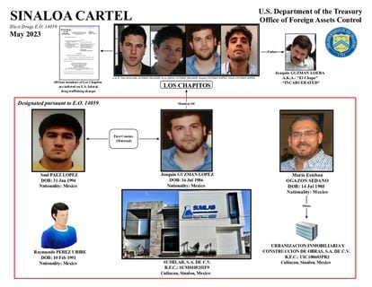 A chart showing the link between Sumilab with the sons of Joaquín “El Chapo” Guzmán