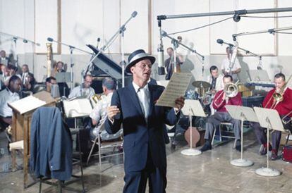 Frank Sinatra, in a studio in the fifties.

