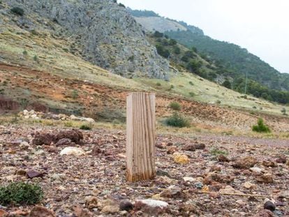 A plot of the Peñón del Colorado, where a marker rests on the ground where a third search will be conducted for García Lorca's remains.
