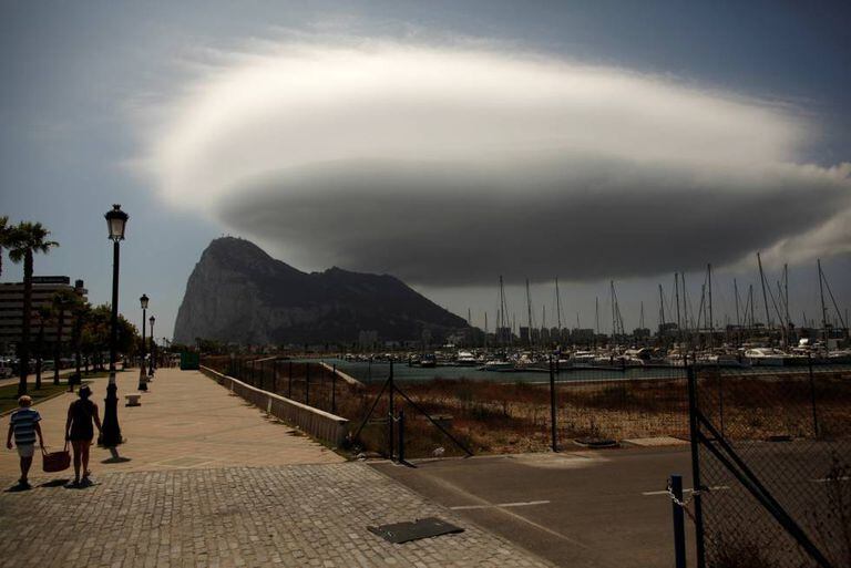 Gibraltar seen from the Spanish border.