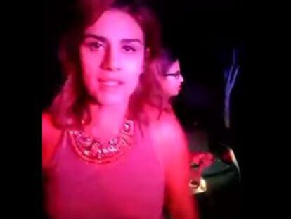 A still image from the video showing one of the women who was stopped.