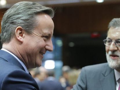 David Cameron and Mariano Rajoy in Brussels on Thursday.