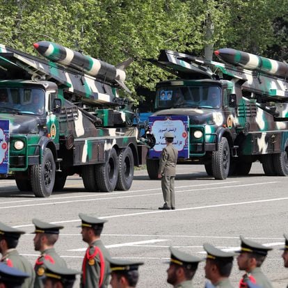 Display of medium-range missiles during the Armed Forces Day parade last Wednesday in Tehran.