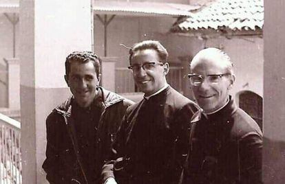 Father Alfonso Pedrajas (left), also known as Padre Pica, during his time as a teacher at San Calixto school in La Paz, Bolivia.