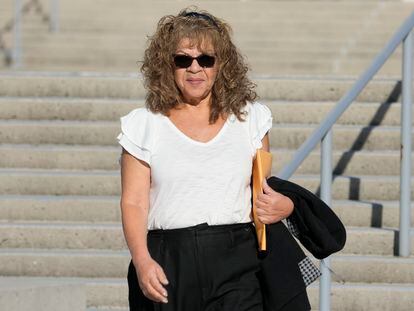 Nancy Marks leaves federal court, Thursday, Oct. 5, 2023, in Central Islip, N.Y.