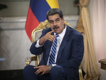 President of Venezuela, Nicolás Maduro, during a press conference at Miraflores Palace,  August 16, 2023.