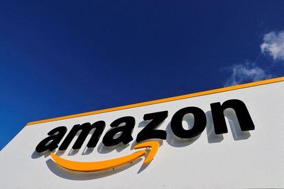 The logo of Amazon is seen at the company's logistics centre in Boves, France, October 6, 2021.