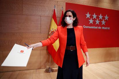 Madrid regional premier Isabel Díaz Ayuso of the conservative Popular Party.