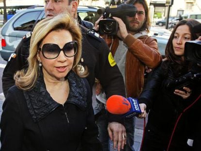 Mar&iacute;a Ant&ograve;nia Munar, pictured outside a Palma courthouse.