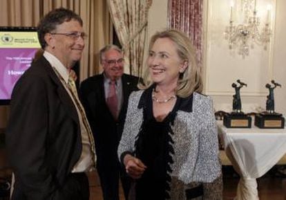 Bill Gates with Hillary Clinton in 2011 at an event in Washington.