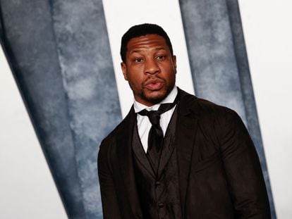In this file photo taken on March 13, 2023 US actor Jonathan Majors attends the Vanity Fair 95th Oscars Party at the The Wallis Annenberg Center for the Performing Arts in Beverly Hills, California.