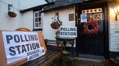 A polling station in Priors Dean, in the south of England.