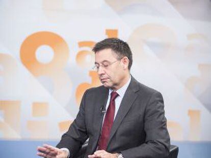 Barça president Josep Maria Bartomeu during the interview on 8TV.