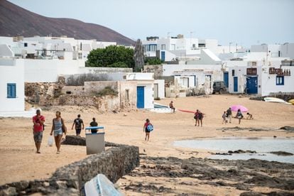 Caleta de Sebo beach on the island of La Graciosa, in he Canaries, in mid-June.