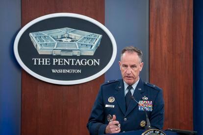 Pentagon spokesman U.S. Air Force Brig. Gen. Patrick Ryder speaks during a media briefing at the Pentagon, Thursday, July 6, 2023, in Washington.