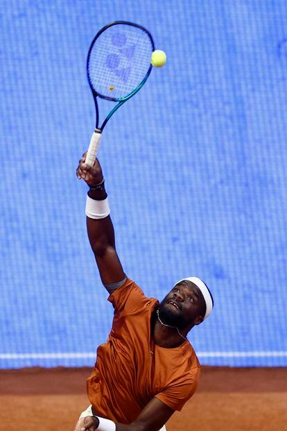 Frances Tiafoe during an exhibition match in Madrid last Tuesday.