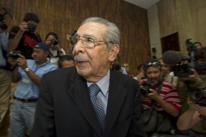 Guatemala&#039;s former dictator Jos&eacute; Efra&iacute;n R&iacute;os Montt wears headphones as he listens to the verdict in his genocide trial in Guatemala City. 
