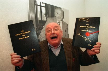Konrad Kujau in 1996, during the presentation of his book 'The secret diaries of Konrad Kujau', in which he describes how he came up with his ruse. 