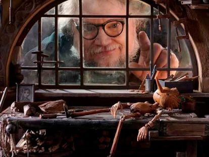 Guillermo del Toro on the set of 'Pinocchio.'