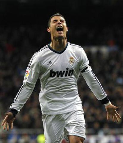 Ronaldo celebrates his goal against Atlético on Saturday night.