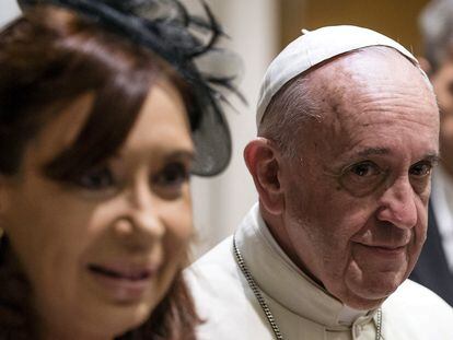 Pope Francis with then-president of Argentina Cristina Fernández de Kirchner, at the Vatican in June 2015.