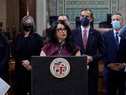 Nury Martinez, president of the Los Angeles City Council, at an event in April.