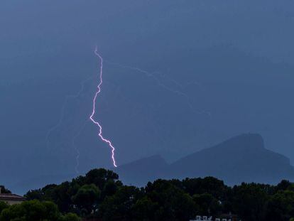 Lightning strikes the island of Dragonera during a storm in the Mallorcan town of Andrach in Spain.