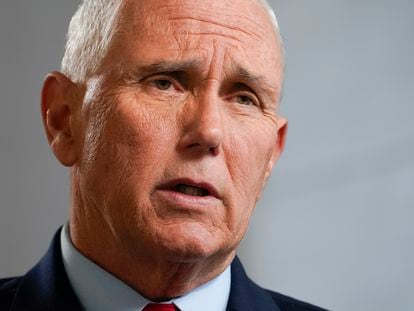 Former Vice President Mike Pence speaks during an interview with The Associated Press, Nov. 16, 2022, in New York.