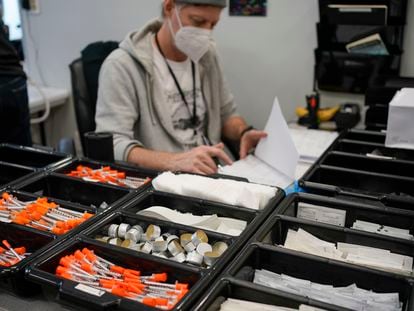 Supplies for drug users are seen at an overdose prevention center, OnPoint NYC, in New York, on February 18, 2022.