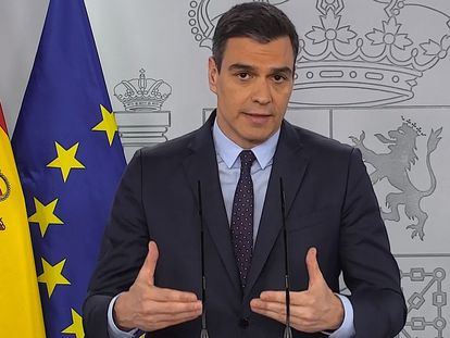Pedro Sánchez during Saturday's press conference.