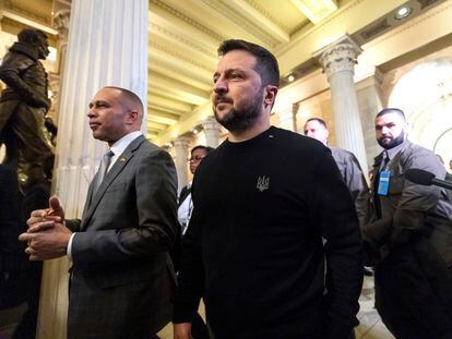 Ukrainian President Volodymyr Zelensky upon his arrival at the Capitol this Tuesday.