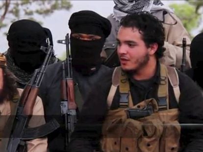 Still shot of an ISIS video showing European jihadists.