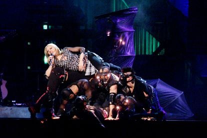 Madonna on her Drowned World Tour.