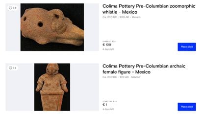 subastas de piezas prehispánicas en el portal web catawiki.com