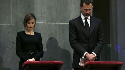 Queen Letizia and King Felipe at the funeral mass in Barcelona’s Sagrada Familia.