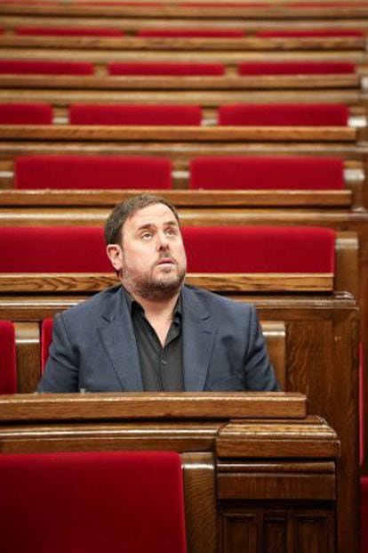 ERC leader Oriol Junqueras in the Catalan parliament.