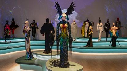 One of the rooms of the exhibition dedicated to Mugler at the Brooklyn Museum.